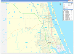 St. Lucie County, FL Wall Map Zip Code Basic Style 2023